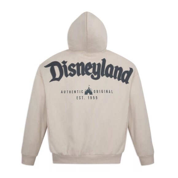 Disney Tops - Disney Parks  DISNEYLAND Logo Zip Hoodie Beige Adult Size XL